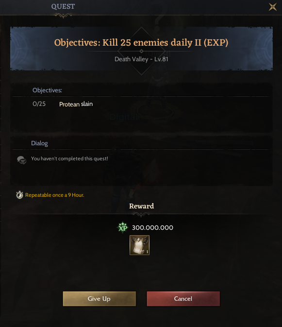 Objectives: Kill 25 enemies daily II (EXP)